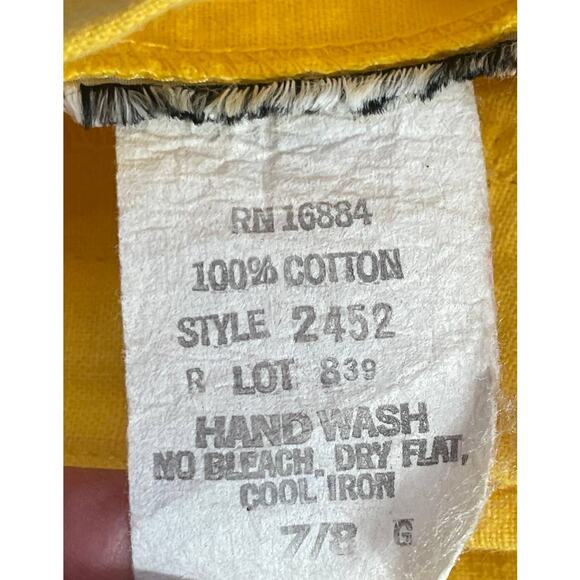 Womens Wide Leg Pants Yellow High Rise Relaxed Fit Button Closure Cotton 7/8 - Picture 6 of 6